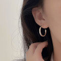 wholesale S925 Sterling Silver C-Shaped Semi-Circle Versatile Minimalist Earrings for Women, Small Niche Individualistic Cool-Toned Hoop Earrings-0-2