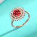 wholesale S925 Sterling Silver Cross-Border Moissanite Sunflower Full Diamond Champagne Gold High-End Fashionable and Elegant Colored Diamond Ring-0-0