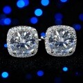 S925 Silver Moissanite Square Stud Earrings for Women-0-4