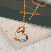 wholesale S925 Sterling Silver Light Luxury Heart-shaped Necklace for Women, Colored Zircon Pendant Collarbone Chain, New Temu Accessory-Gold 925 silver