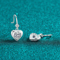 S925 Sterling Silver Full Moissanite Heart Stud Earrings-0-1