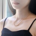 wholesale S925 Gold-Plated Silver New Japanese Light Luxury Synthetic Opal Women's Minimalist Small Circle Geometric Necklace Wholesale-0-1