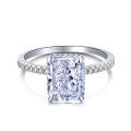 wholesale S925 sterling silver new ring with hand-set high carbon diamond, ice flower cut, 8*10 rectangular sugar, women's personalized diamond ring-0-10