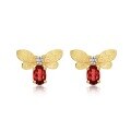 wholesale Wholesale of new luxury fashion small bee brushed earrings in S925 silver plated with 10K gold and inlaid with garnet-0-4
