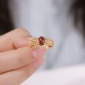 wholesale S925 Sterling Silver Gold-Plated Japanese and Korean New Retro Versatile Pomegranate Ring for Women, Small Batch Design Hand Jewelry Wholesale-0-3