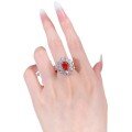wholesale S925 metal jewelry live streaming new collection, luxurious vintage halo ring with 8*10 fat square ruby, trendy street style-0-4