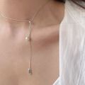 wholesale S925 sterling silver two-way pearl sliding necklace, ins Korean minimalist luxury collarbone chain with a premium feel-0-1