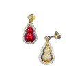 wholesale S925 silver red gold dual-tone rotating double-sided hulu earrings for women, lightweight luxury retro design-0-4