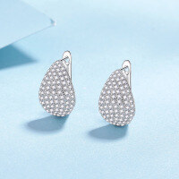 wholesale S925 Sterling Silver Full Moissanite Pear Drop Earrings, Minimalist High-End Studs, European and American Fashion Jewelry-1.31 carat moissanite &gt; 925 silver