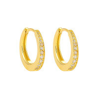 wholesale S925 Sterling Silver 770 Korean Version Minimalist Ins Style Single-sided Micro Pavé Circle Ear Clip-18K gold 925 silver