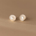 wholesale S925 Sterling Silver Pearl Series Shell Earrings Retro Style Design Women's Ear Jewelry M03150-0-1