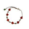 wholesale S925 Silver Natural River-Ice Cherry Red Hetian Jade Bracelet with Southern Red Agate, Versatile and Minimalist Hand Accessory-0-4