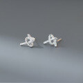wholesale 999 Silver Fresh, Sweet, Ins Style, Niche Design, Exquisite Diamond-Inlaid Knot Earrings M06147-0-3