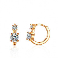 Rose Gold Plated S925 Silver Asymmetric Moissanite Stud Earrings-50 points (Moissanite)