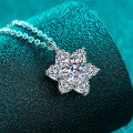 S925 Silver All-Moissanite Snowflake Pendant Necklace-0-1
