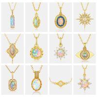 wholesale S925 Sterling Silver Gold Plated Opal Necklace with Korean Japanese Retro Style for Wholesale-P013806 925 silver