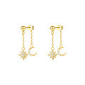 wholesale S925 Sterling Silver Star And Moon Tassel Earrings For Women, Wholesale-0-1