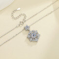 wholesale S925 Sterling Silver Cross-Border New Colorful Moissanite Snowflake Pendant with Advanced Design Sense Collarbone Chain Christmas Gift-0-2