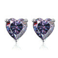 wholesale [18K White Gold] Kwai Douyin Internet Celebrity Live Broadcast Source D Color Moissanite Heart Stud Earrings Classic Three-Prong Earring Wholesale-0-9