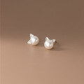 wholesale S925 Silver Korean Version Pearl Series Cat Stud Earrings Simple and Elegant Women's Ear Jewelry M02712-0-1