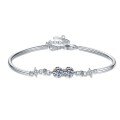 S925 Sterling Silver Adjustable Zirconia Double Star Bracelet-0-3