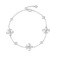 wholesale 925 Sterling Silver Cross-Border Women's Bracelet, New Chinese Style Classic Retro Satin Finish Elegant and Sophisticated Silver Hand Jewelry-Silver DY150387-SS-WH 925 silver