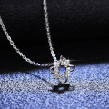 925 Silver Pendant with 1-Carat Moissanite, Classic Four-Prong Necklace for Women-0-0