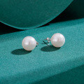 wholesale S925 Sterling Silver New Pearl Earrings, Pure Silver Round Stud Earrings for Women, Summer High-End Luxury Retro Elegant Ear Jewelry-0-2