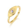 wholesale S925 Sterling Silver Gold-Plated New European and American Style Evil Eye Ring, Fashion Minimalist Cross-Border Exclusive for Women-0-4