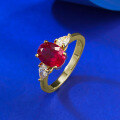wholesale S925 Silver Fashionable and Versatile Ring with Simulated Pigeon Blood Red 6*8mm Oval Red Corundum, New for Live Broadcast-0-2
