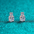 S925 Sterling Silver Full Moissanite Women's Earrings, Minimalist Daily Wear-0-4
