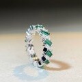 wholesale S925 Sterling Silver Emerald Cut Full Diamond Row Ring Fashion Internet Famous Dazzling Flash Emerald Ring-0-1