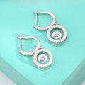 wholesale S925 Sterling Silver Cross-Border Moissanite Moving Earrings Wholesale, Heavy Duty Women's Beating Heart Circle Earrings-0-1