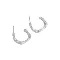 wholesale S925 Sterling Silver Korean Version INS Niche Design Geometric Irregular Concave-Convex C-Shaped Textured Stud Earrings-0-5