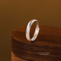 wholesale Sterling Silver Minimalist Sandblasted Couple's Ring Plain Band Pair Gift-Men's/Sand surface Adjustable opening
