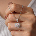 925 Silver 1ct Moissanite Square Bag Pendant Necklace Live Stream Supply-0-4