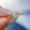 18K Gold Plated S925 Silver Moissanite Classic Heart Ring-0-4