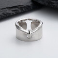 wholesale S925 Sterling Silver Light Luxury Style Irregular Double Ring Stackable Open Ring Ins Trendy Cool Minimalist Style Ring-0-2