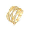 S925 Silver Cross Hollow-Out Ring with Moissanite, Gold-Plated, Tarnish-Resistant-0-3