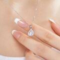 wholesale S925 Sterling Silver Pear-Shaped Color Zircon Necklace, Women's Internet-Famous High-End Exquisite Necklace Jewelry, Ready-to-Ship Gift Wholesale-0-2