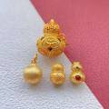wholesale Gold-Plated S925 Ancient Silver Eight-Treasure Gourd Wire Drawing Bead Pendant Spacer Bead Integrated Connector for DIY-0-1