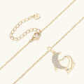 wholesale 10k Gold Plated Moissanite Dolphin Pendant Minimalist Elegant Collarbone Chain High-End Design Necklace for Women-0-2