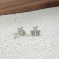 wholesale S925 Sterling Silver Fashion Love Heart Inlaid Zircon Clover Ear Studs Korean Style Sweet and Exquisite Earrings Wholesale Gift-0-3