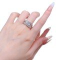 wholesale S925 silver jewelry new style simulated diamond ring 6*12mm marquise white diamond for cross-border sale on AliExpress-0-4