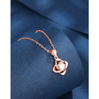 wholesale 999 Sterling Silver Moissanite Necklace for Women, Luxury Ins Advanced Four-Leaf Clover Pendant, Minimalist Versatile Collarbone Chain-80 point moissanite necklace rose gold &gt; 999 silver