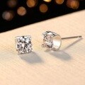 wholesale S925 Sterling Silver Classic One-Carat Single Zirconia Minimalist Versatile Stud Earrings Wholesale One Piece-0-2