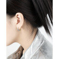 wholesale S925 Sterling Silver Geometric C-Shaped Two-Tone Plated Minimalist Earrings for Women, Korean Version Small and Exquisite-0-3
