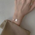 wholesale S925 Sterling Silver Maker Lucky Small Square Plate Ballpoint Pen Minimalist Silver Bracelet for Women, Korean Style Elegant Personality Niche Design-0-3