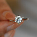 S925 Silver Moissanite Ring, Snowflake Twist Shank, Six-Prong Crown Setting, Factory Dropshipping-0-2