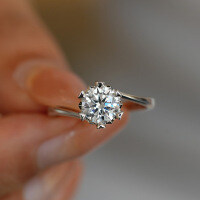 S925 Silver Moissanite Ring, Snowflake Twist Shank, Six-Prong Crown Setting, Factory Dropshipping-50 points (Moissanite Superior White grade)  Hong Kong lottery number 9